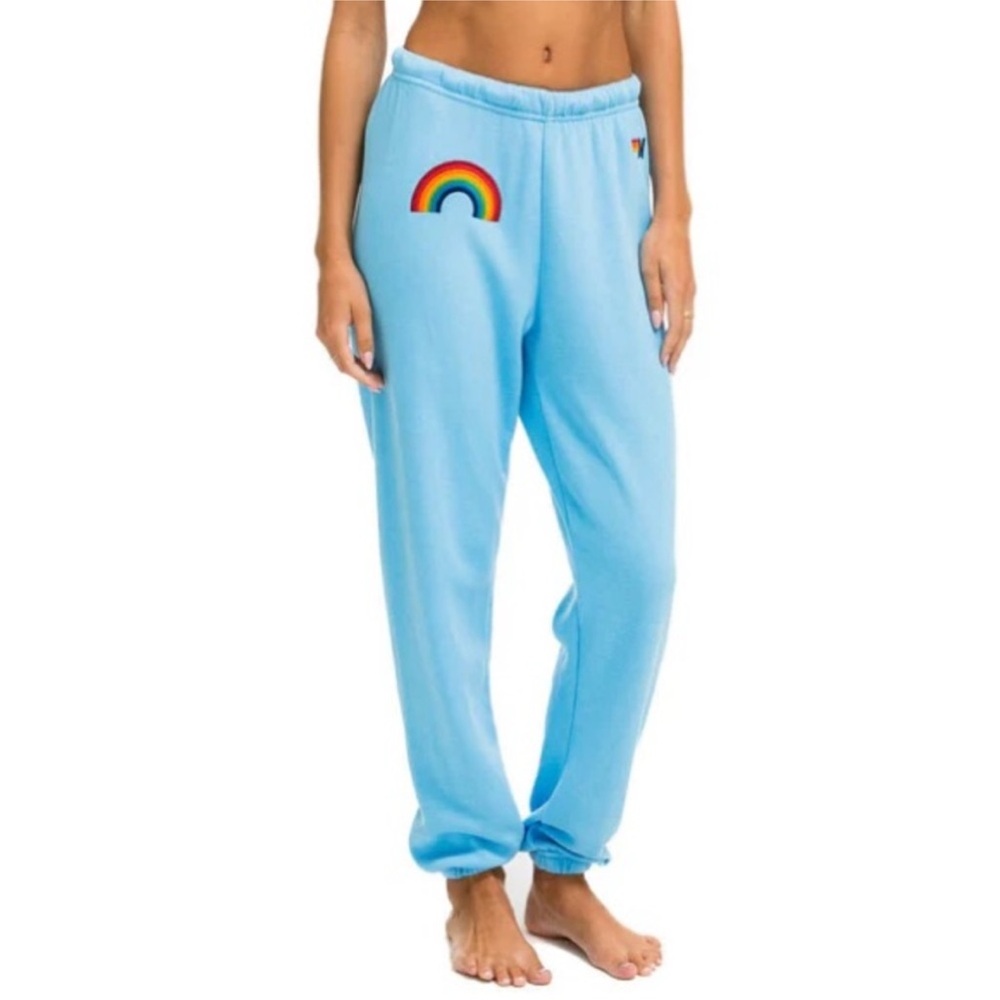 Aviator Nation Sky Blue Rainbow Sweatpants